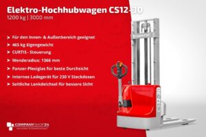 CS12-30 Transpalette électrique haute levée – 1200 kg, 3000 mm - Image 3